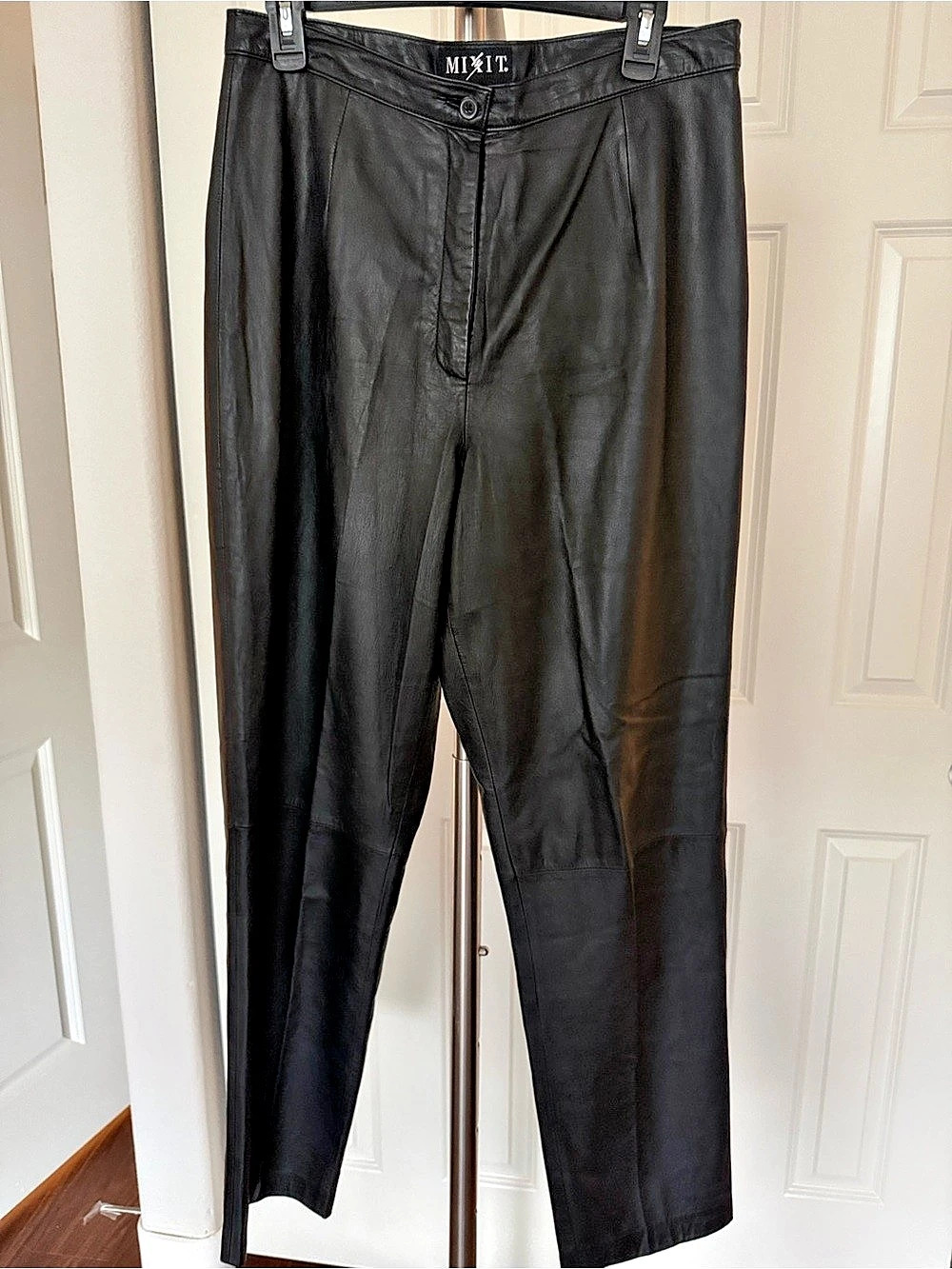 MIXIT Leather Straight Leg Pants Black Size 14